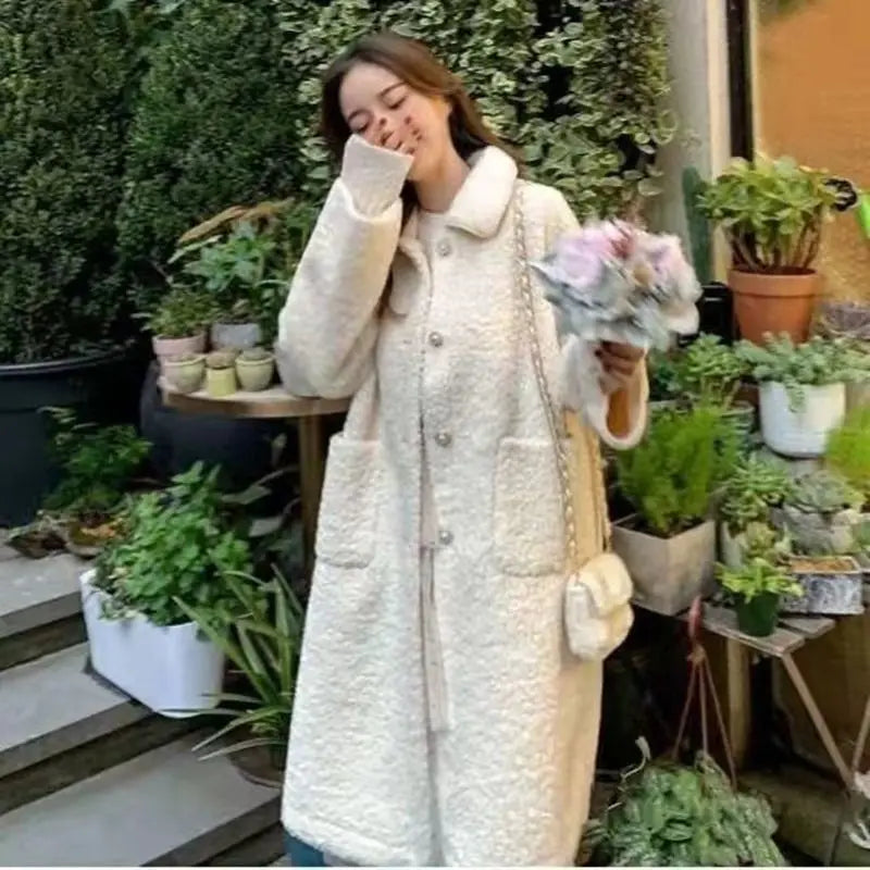 Wool Blend Coats Womens Woolen Coat Lining Fall Corduroy Jacquard Stand-Up Collar Chic French Style Conference Cleanfit Tasteful