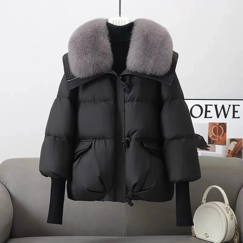 Women Winter Down Cotton Jacket 2025 New Women Warm Thick Cotton Coat Larger Fur Collar Cotton Padded Jacket Women Parka Coat