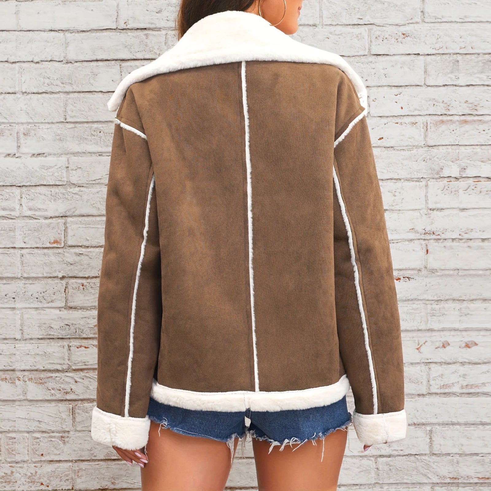 Women's New Coat Autumn Winter Fashion Lapel Thin Plush Short Jacket Trendy fashion Biker Retro Style Cropped Coat Streetwear