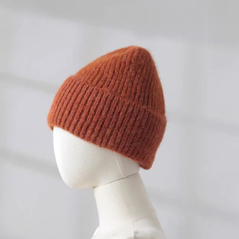 2025 Wool Warm Winter Hat for Woman Big Head Soft Beanies Female Thick Knitted Cashmere Hat Unisex Skiing Ski Outdoor Cap