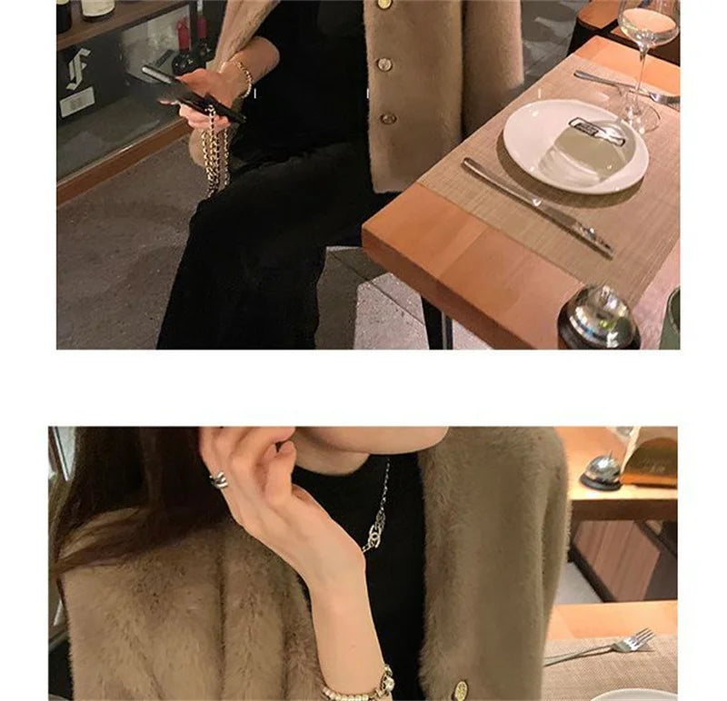 Women's Coat  Women's fur Coat New Fashion Mink fur Coat Women's Autumn and Winter new Fur Short Ladies Wind Chaebol Daughter