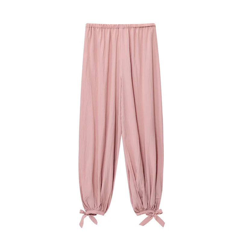Women's Trousers New for Fall 2025 Pink Loose Pleated Decorative Trousers Casual Fashion Cute and Casual Personality Versatile