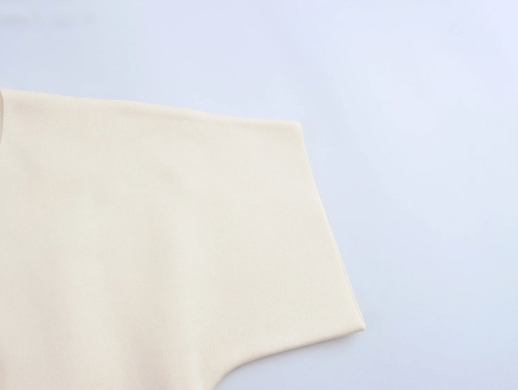 2024 New Autum Women's European and American Style Fashionable Flat-Needle Short-Sleeved V-Neck Knitted Jacket Street Style Top