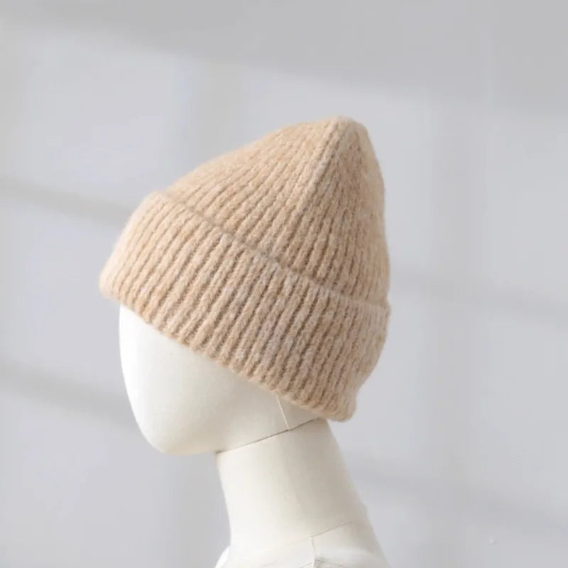 2025 Wool Warm Winter Hat for Woman Big Head Soft Beanies Female Thick Knitted Cashmere Hat Unisex Skiing Ski Outdoor Cap