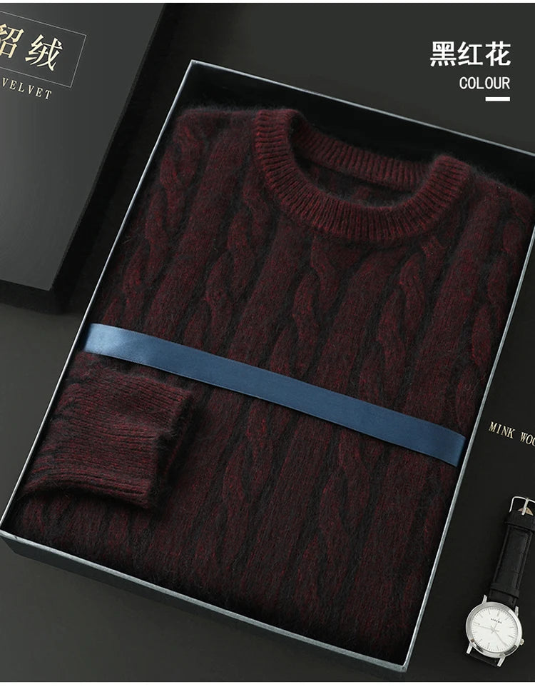 Men's thick cashmere sweater 100% pure cashmere round neck cashmere sweater 2024 new spring and winter knit base shirt
