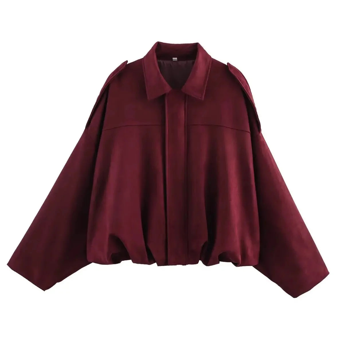 Unique Design Suede Jacket Women's Long Sleeve Waist Cinched Cuffed Flip Collar Pilot Style Fashionable Versatile Outerwear