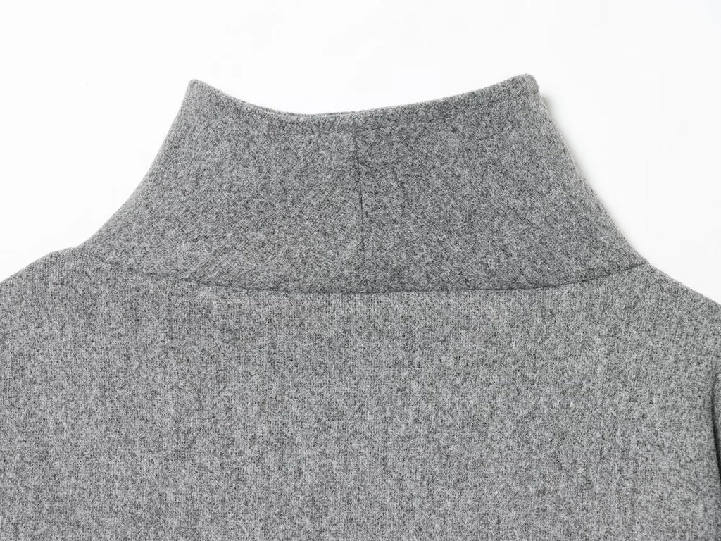 2025 Winter New Women's Casual Fashionable Simple Versatile High-Neck Long-Sleeved Double-Breasted Loose Wool Coat