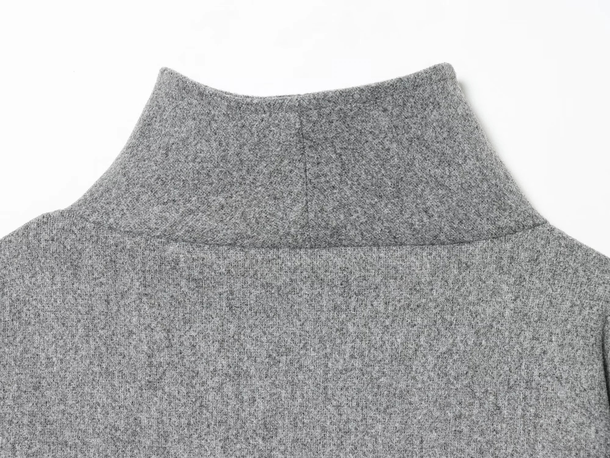 2025 Winter New Women's Casual Fashionable Simple Versatile High-Neck Long-Sleeved Double-Breasted Loose Wool Coat