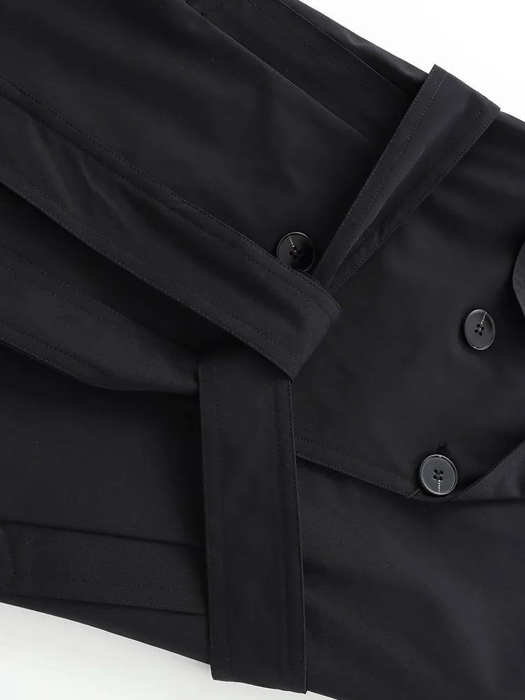 2024 Autumn Winter New Women Casual Long Woolen Coat Retro Solid Color Ladies Lapel Double Breasted Jacket Female Belt Jacket