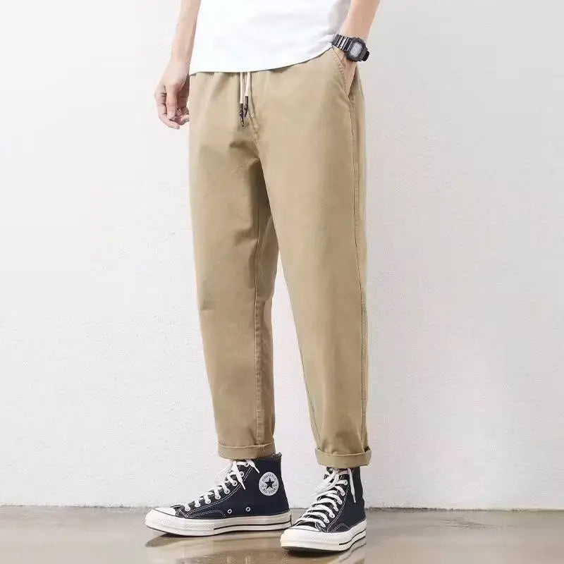 2025 New Spring and Autumn Work Clothes Straight Loose Hammer-shaped Pure Cotton Casual Pants for Men