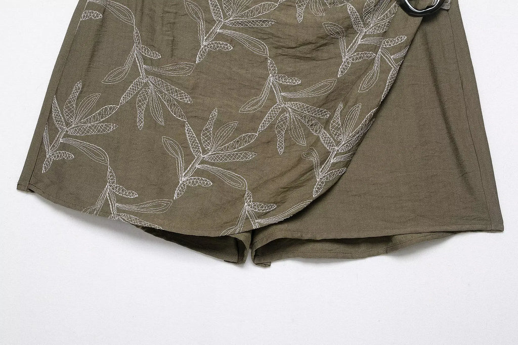 2025 Fashion Elegant Woman Embroidery Short Skirts Sets Women Leisure 2 Piece New Summer Lapel Short Tops +Skirts Two Piece