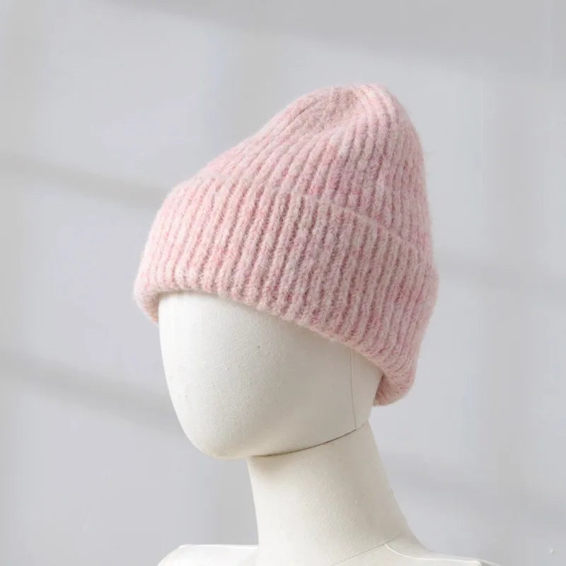 2025 Wool Warm Winter Hat for Woman Big Head Soft Beanies Female Thick Knitted Cashmere Hat Unisex Skiing Ski Outdoor Cap
