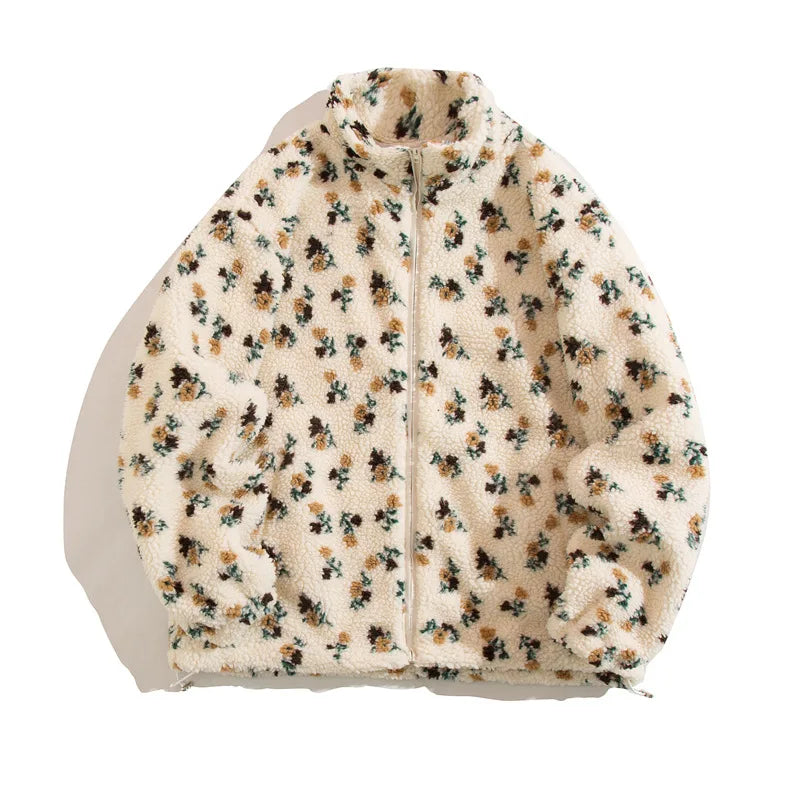 Winter Warm Lambswool Jacket for Men Fashion Stand Collar Zipper Loose Coat 2025 Leisure Hong Kong Style Coats Thickened Jackets