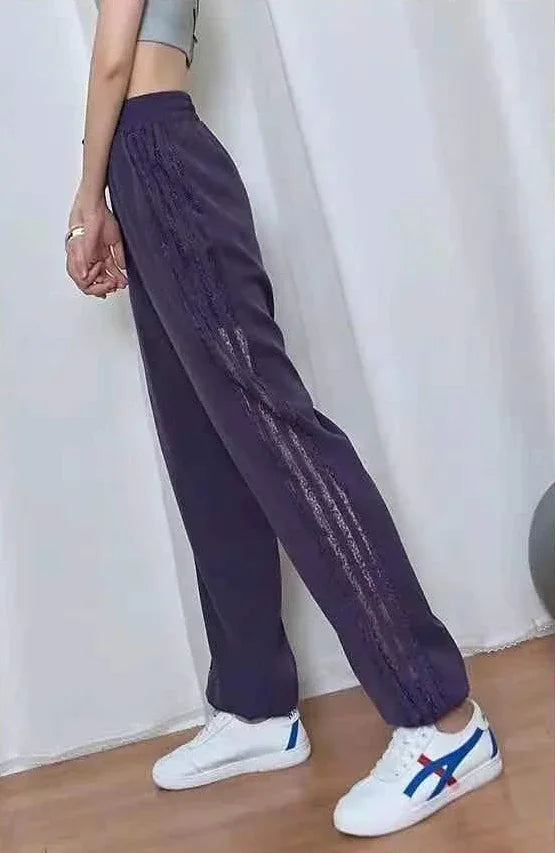 Jogging Trousers for Women Joggers Elastic Waist Clothes Purple Fitness Sweatpants Harem Female Pants with Pockets Sports Autumn