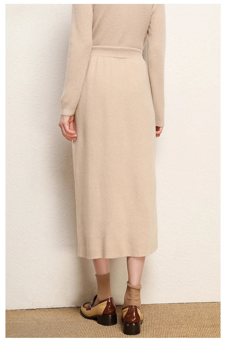 Cashmere Skirt Knitted Skirt Half Skirt, Double Pocket A-Line Skirt Skirts Plus Size Women Long Elegant Dress Women Clothing