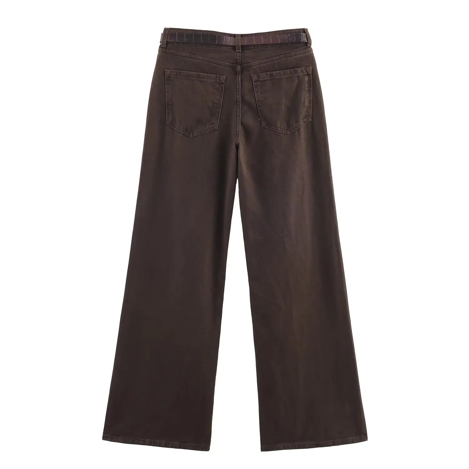 2025 Fashion New Arrival: High-Waisted Wide-Leg Pants with Belt Women's Fashionable Casual Pairing: High-Waisted Drawstring Wide