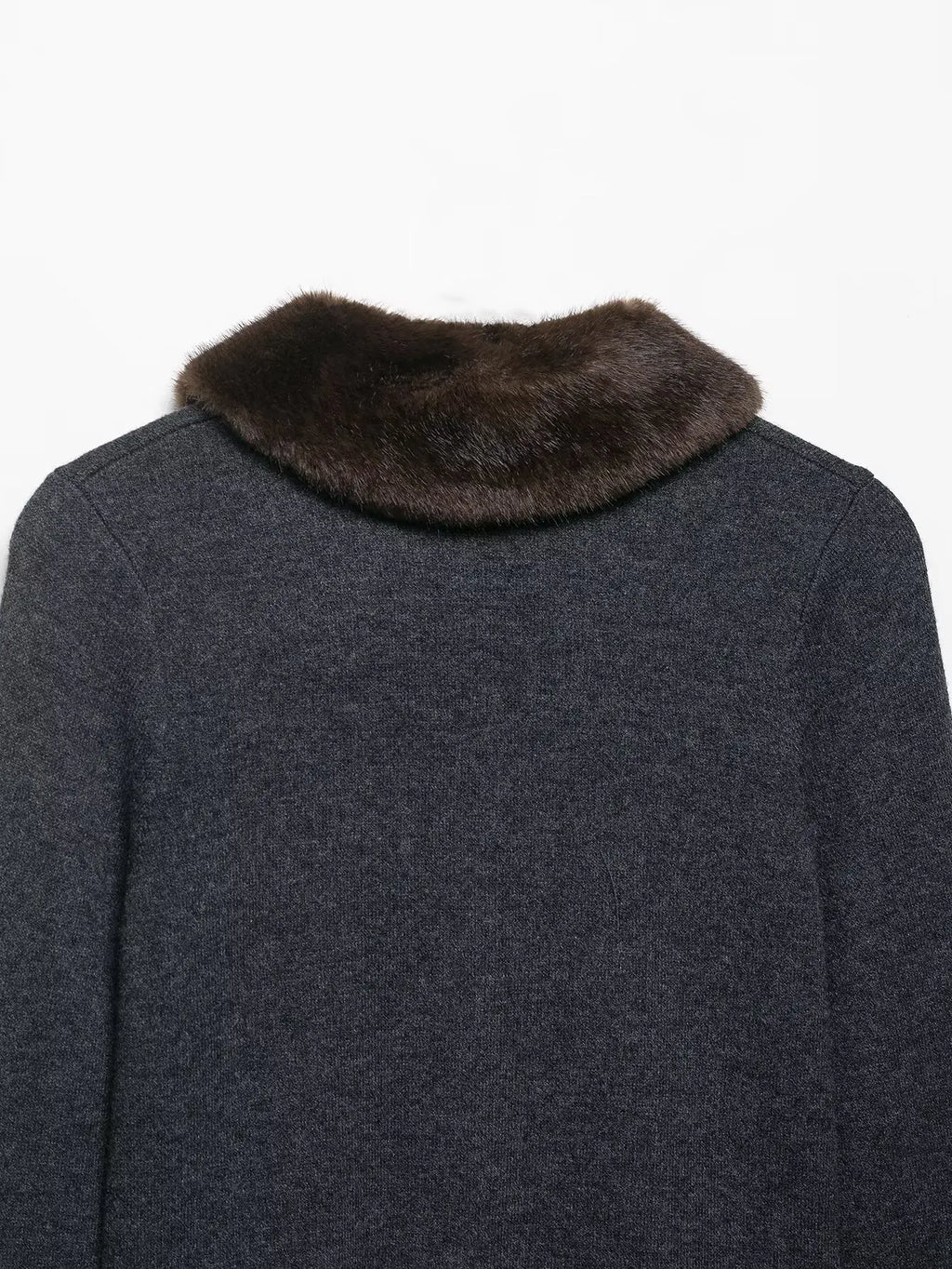 Women's Knitted Coat Autumn Winter Dark Gray Long Sleeve Female Faux Fur Effect Knitted Cardigan Coat Casual Fashion Versatile