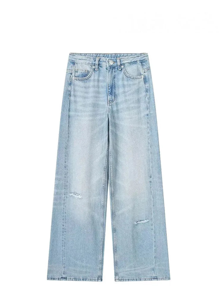 HH Jeans For Women 2023 Worn In All Seasons Denim 4 Colors Long Trousers Female Cool High Street Women's Wide Leg Pants