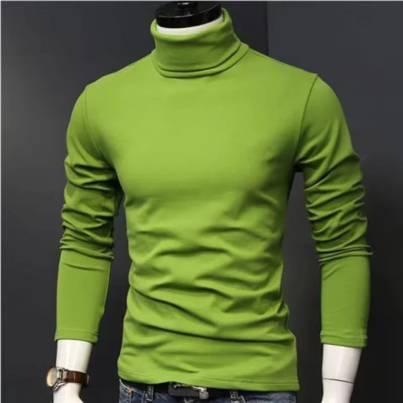Winter Thermal Underwear Men High Collar Modal Plain Undershirts Man Warm Turtleneck Pullover Long Sleeve Tops Clothes Termico