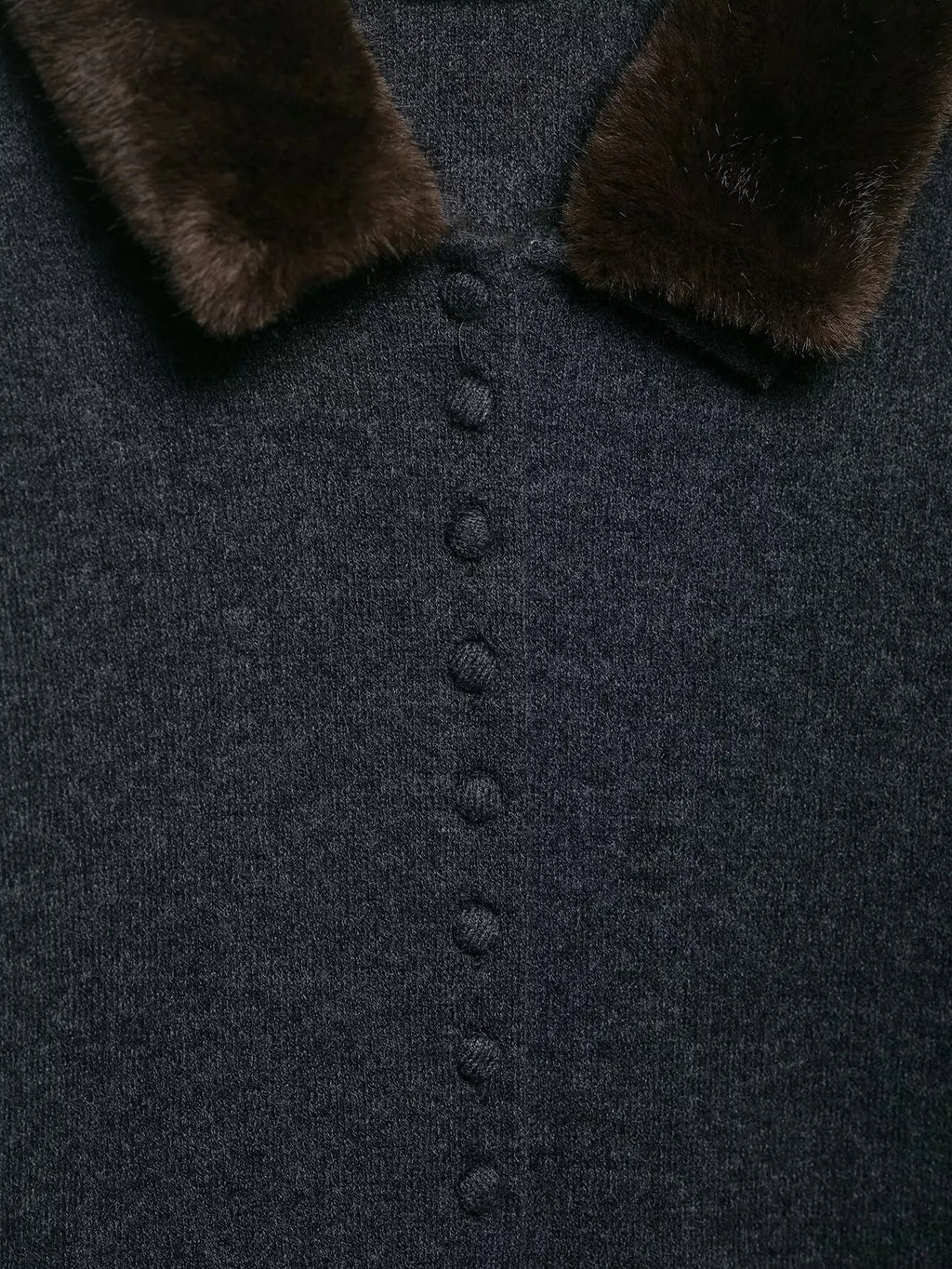 Women's Knitted Coat Autumn Winter Dark Gray Long Sleeve Female Faux Fur Effect Knitted Cardigan Coat Casual Fashion Versatile