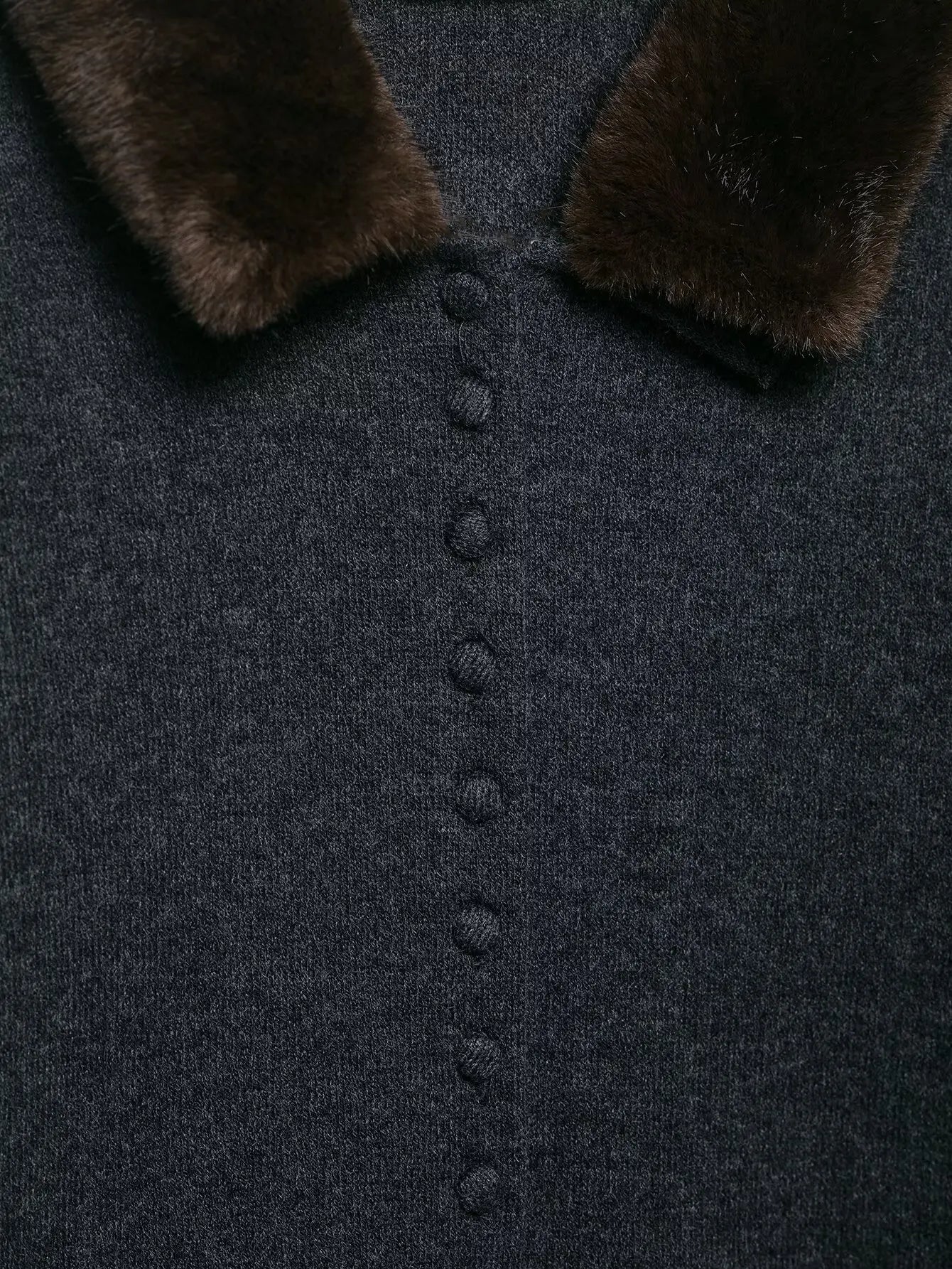 Women's Knitted Coat Autumn Winter Dark Gray Long Sleeve Female Faux Fur Effect Knitted Cardigan Coat Casual Fashion Versatile