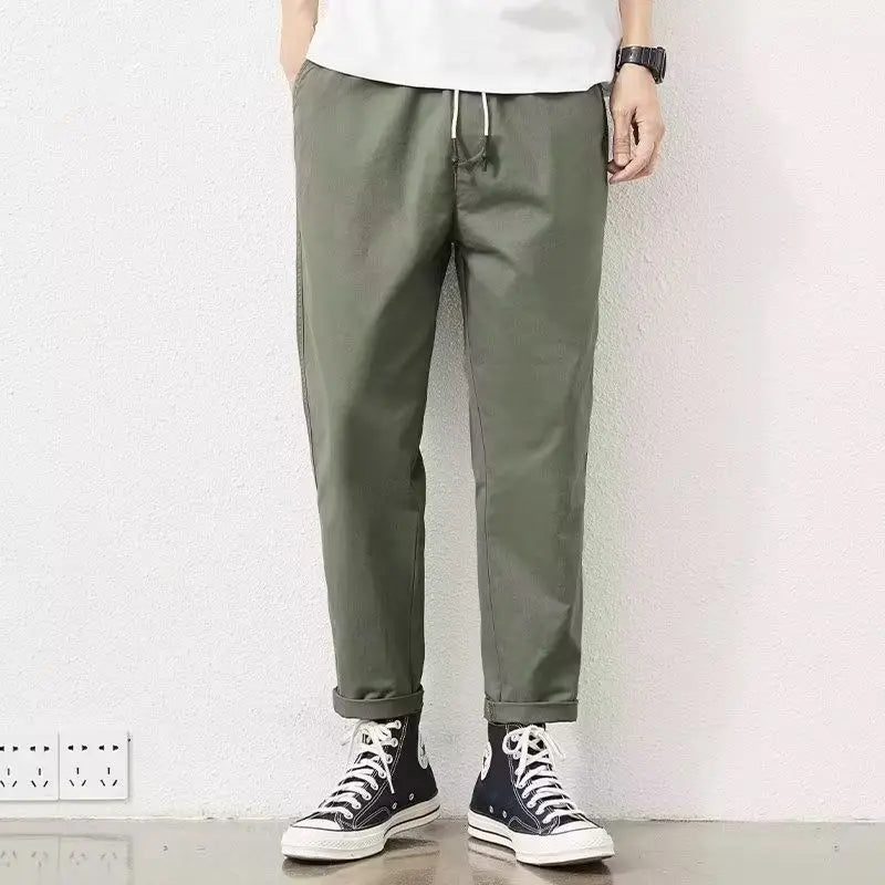 2025 New Spring and Autumn Work Clothes Straight Loose Hammer-shaped Pure Cotton Casual Pants for Men