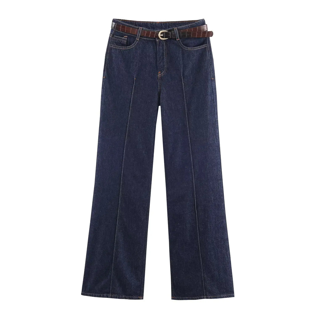 2025 Fashion New Arrival: High-Waisted Wide-Leg Pants with Belt Women's Fashionable Casual Pairing: High-Waisted Drawstring Wide