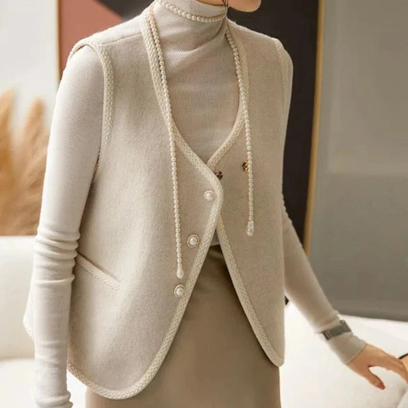 Vest for Women Clothes Fashion 2025 Black Insulated Sleeveless Wool Waistcoat Woman Cold Cheap Lightweight Padded Casual Elegant