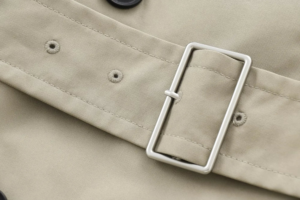 DiYiG WOMAN 2024 Autumn New Fashion Short Trench Coat Retro Long Sleeve Button Casual Outerwear Chic Overcoat