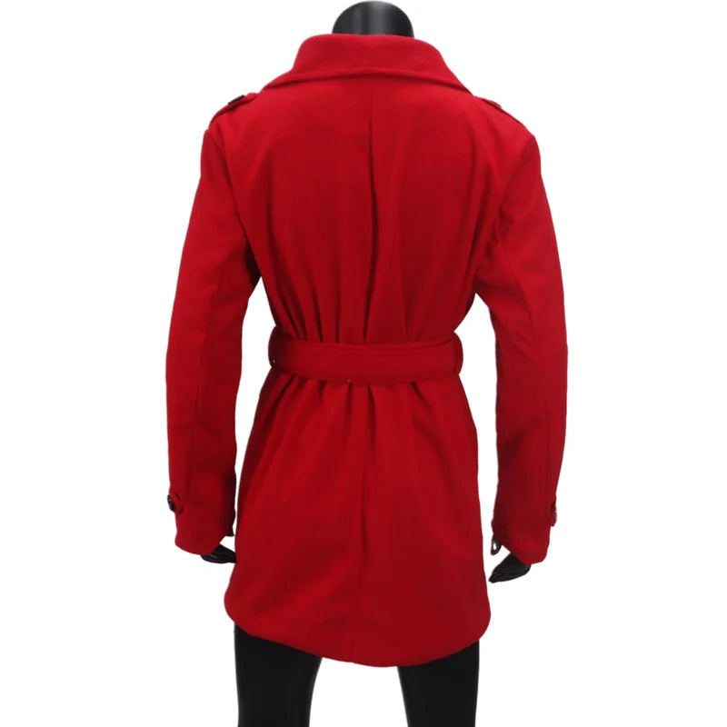 Women's Trench Coat Wool Blends Double Breasted Lining Jacket Belt Shoulder Badge Casual Coats Streetwear Women's Clothing