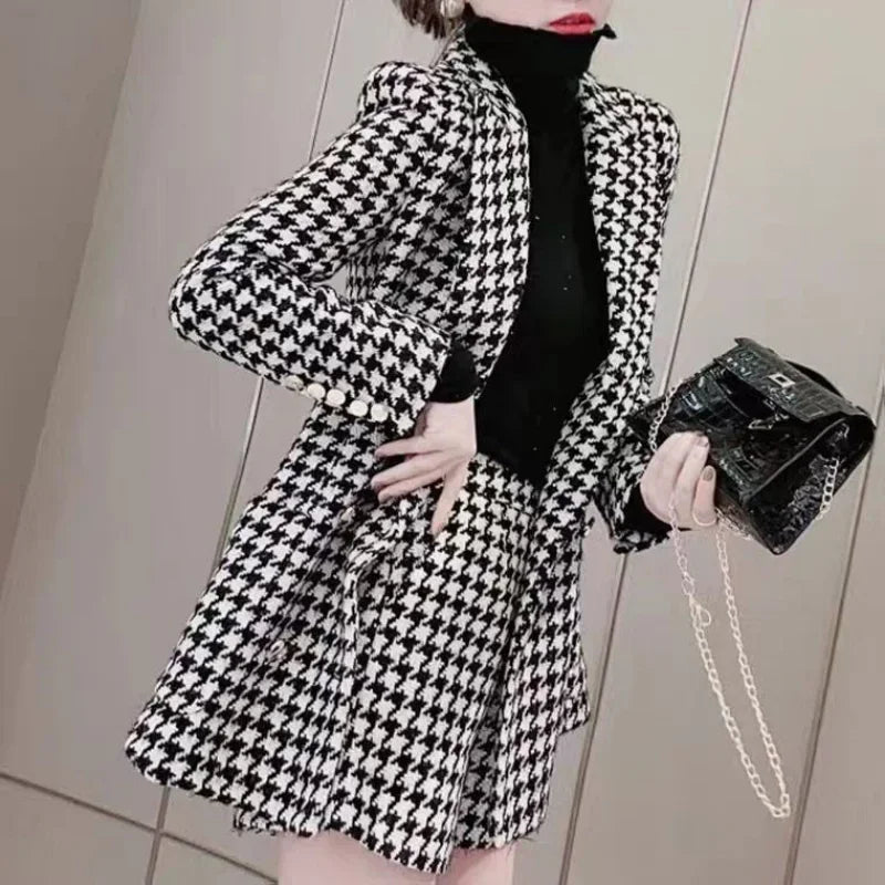 Clothes Elegant Two-piece Blazers and Shorts Suits for Women Plaid Womens Short Pants Set Business 2023 Luxury Summer Outfit Kit