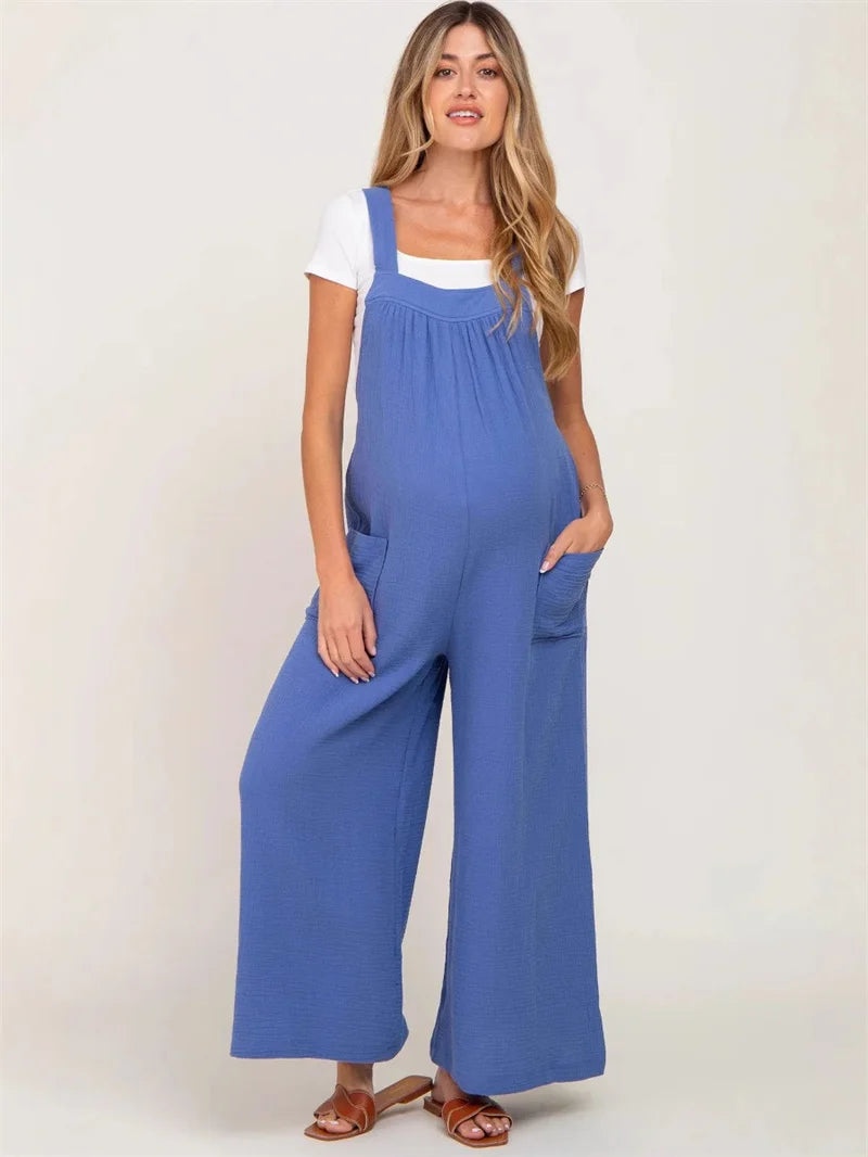 Maternity Clothes Cargo Pants Pregnant Women Clothing Wide-leg Overall Lace-up Mother Trousers Casual Maternity Workwear Pants