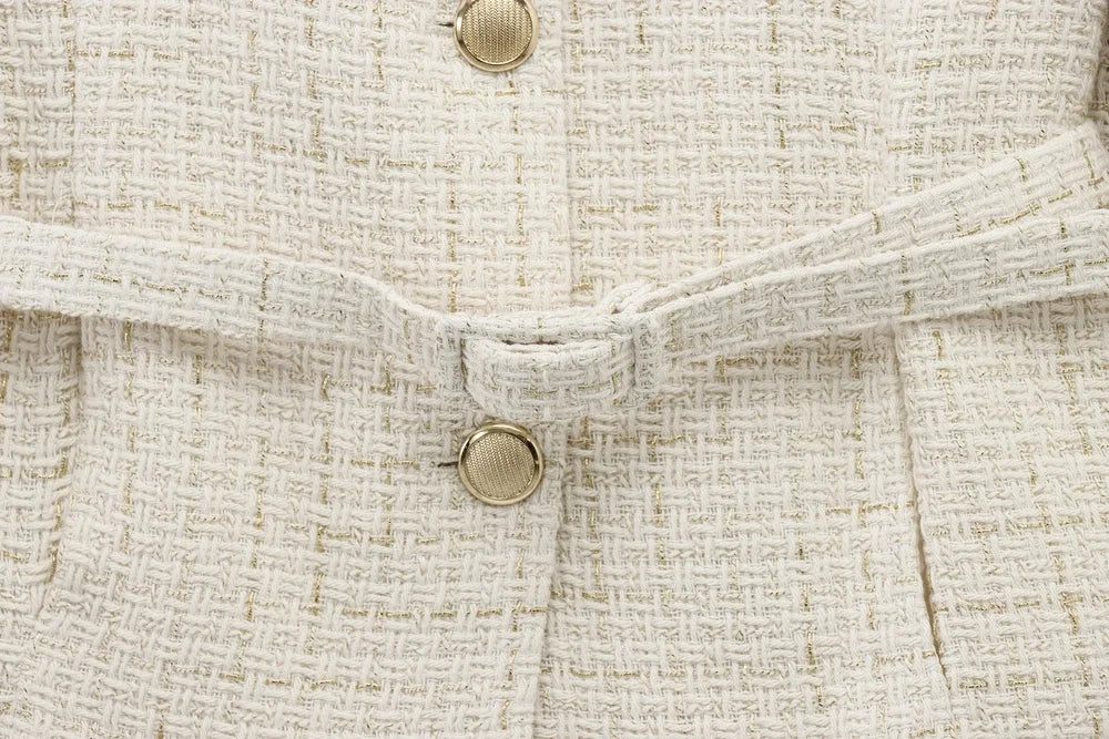 Women Tweed Single Breasted Elegant Jackets Coat Long Sleeve Plaid Jacket Woman Clothing Outdoor Clothes 2409113