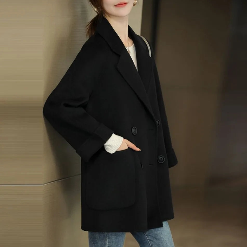 Wool Coat Elegance Coats and Jackets Women New In Autumn Winter Jacket Women Korean Style Long Sleeve Office Lady Trench Coat
