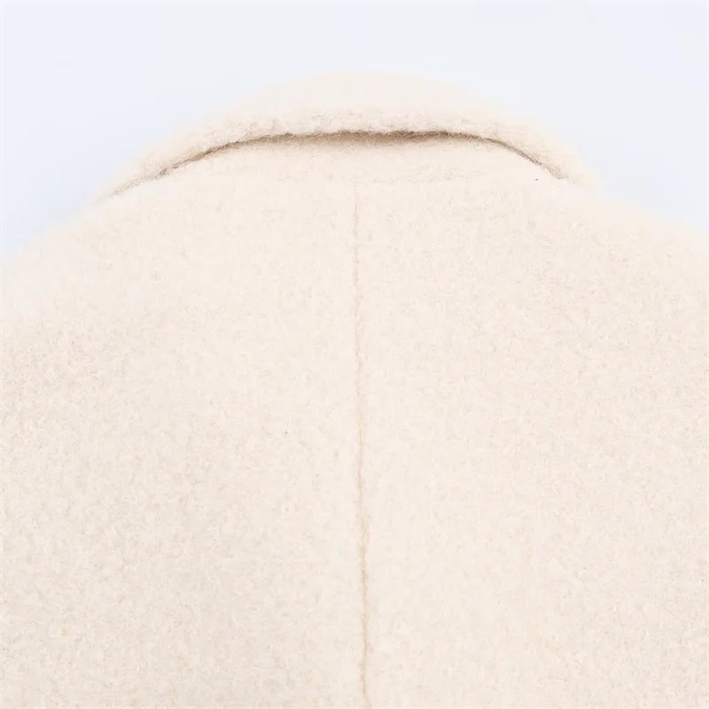 Women's Coat 2025 Autumn New Style White Long-Sleeve Double-Breasted Simple Loose Coat Casual Fashion Versatile