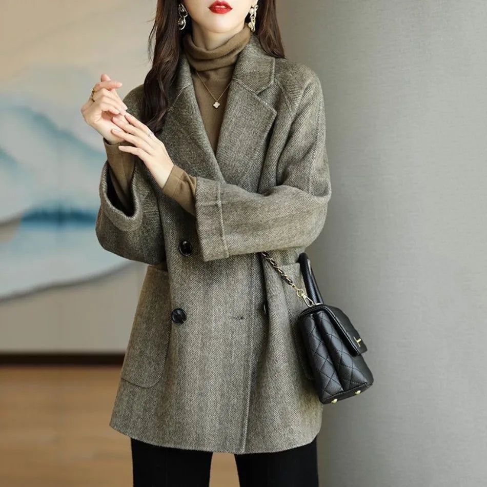Wool Coat Elegance Coats and Jackets Women New In Autumn Winter Jacket Women Korean Style Long Sleeve Office Lady Trench Coat