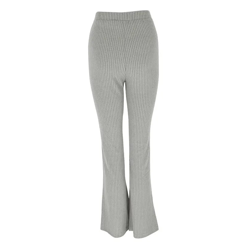 Women's Trousers Autumn New Streetwear Fashion Casual Slim Versatile Pants Clothing Solid Sexy Elegant Female Knitted Trousers