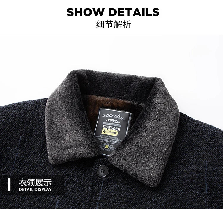 2024 Men Woolen Coats Men's business Casual Trench Coat Winter Coat with wool inner Man Autumn and Winter Wool Coat for Men