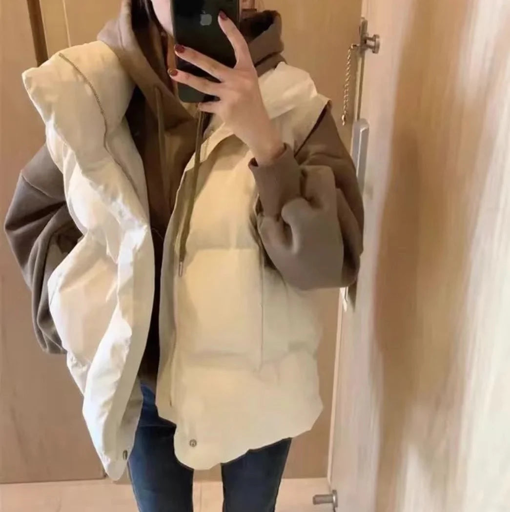 Women's Winter Short down Sleeveless Vest Warm Stand Collar Zipper Jacket Casual Fashion Quilted Cropped Coats Street Outerwear