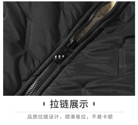 Winter Lambskin Wool Coat for Men and Elderly, Loose Stand-up Collar, Thickened with Padding, Father's Cotton Jacket