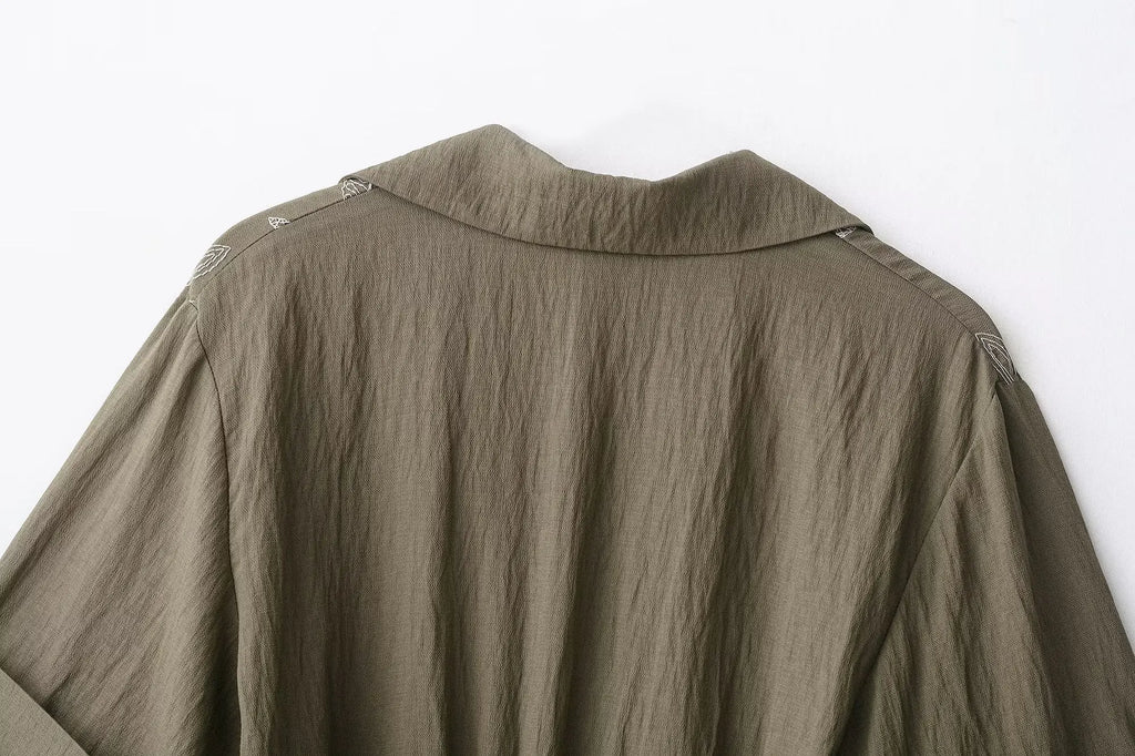 2025 Fashion Elegant Woman Embroidery Short Skirts Sets Women Leisure 2 Piece New Summer Lapel Short Tops +Skirts Two Piece