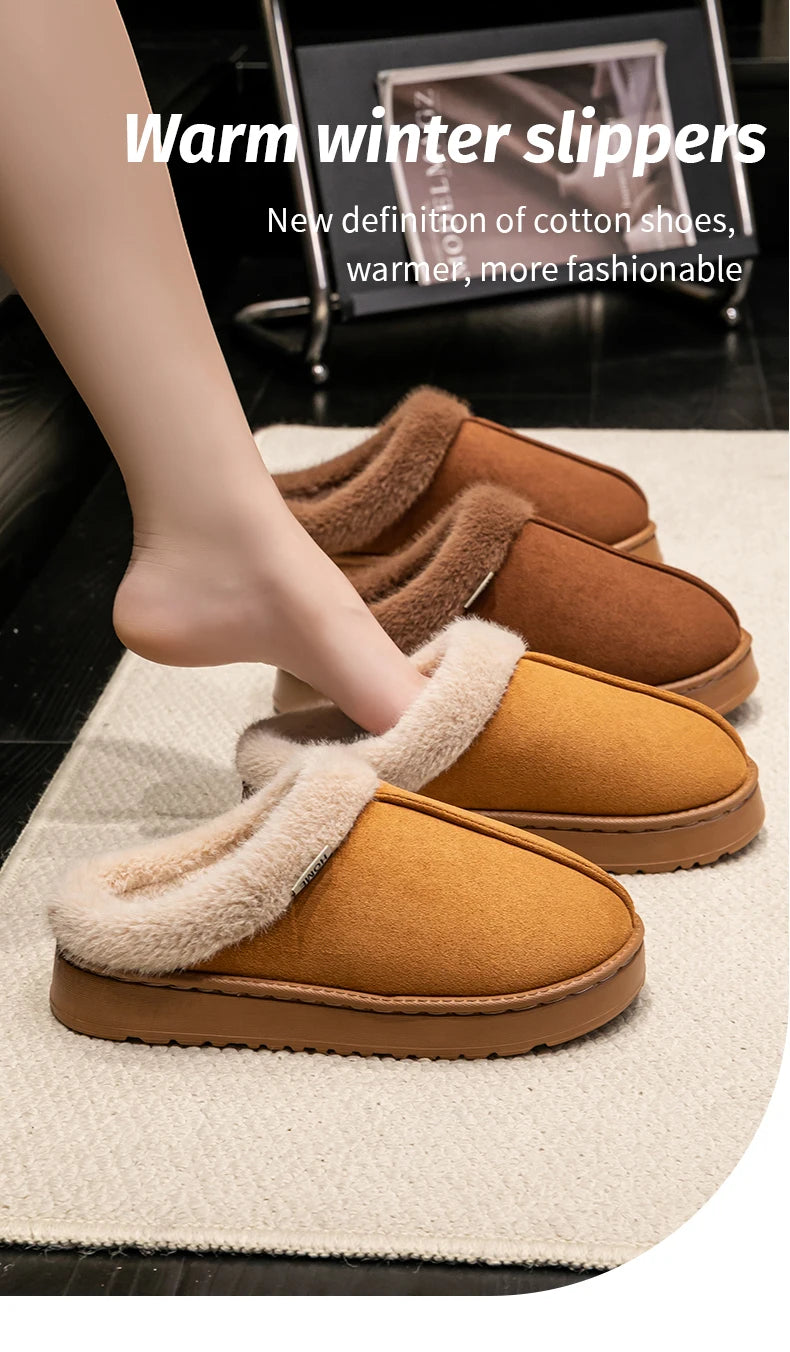 Women's Winter Slippers Non-Slip Indoor House Shoes, Plush Fleece Lined Warm Cotton Slippers with Soft Sole for Home Comfort