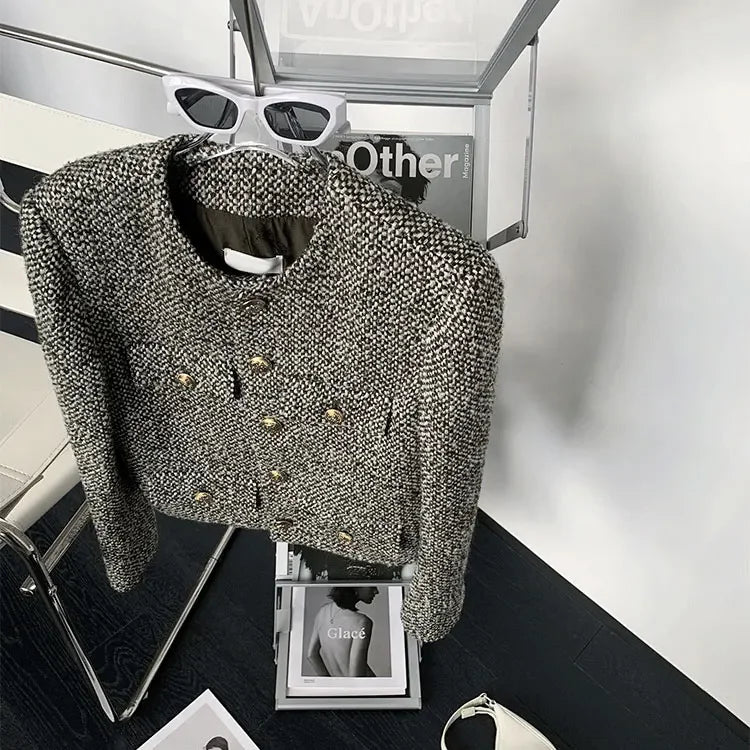 Coat Women Winter Jacket New Autumn and Winter Korean Women's Single-breasted High-quality Chic Tweed Retro Top Coat Women 2024