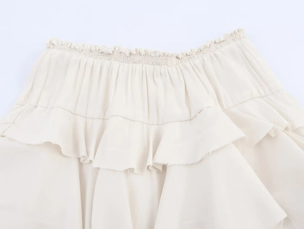 2025 WOMAN Fashion European and American Style Summer New Collection Stacked Decoration Versatile High Waist Skirt Mujer