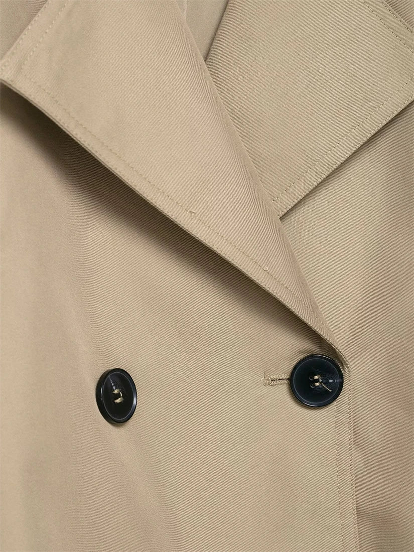 Women's Double-Breasted Short Trench Coat Fashion 2025 New Style Elegant Outerwear for Ladies