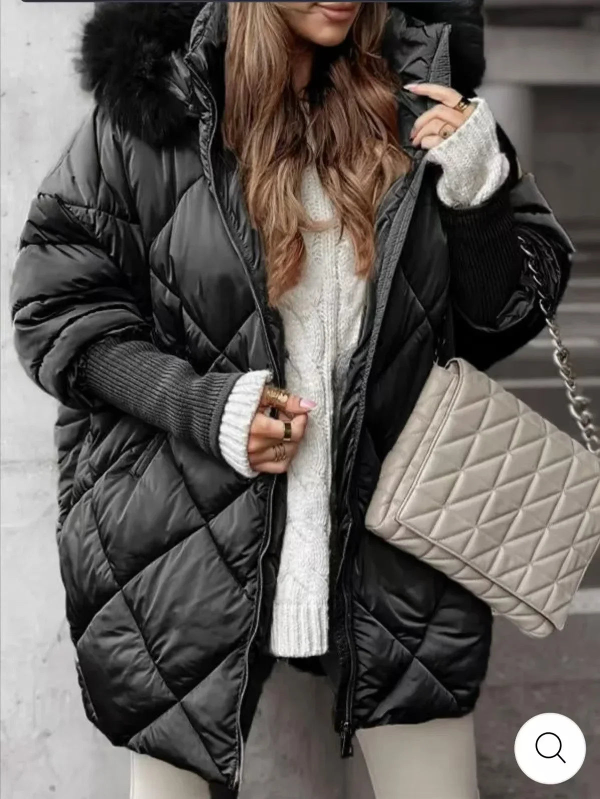 Winter Women Long Sleeve Warm Thickened Coats Fashion Temperament Hooded Zipper Commuter Wind Women's Coat Cotton-padded Jacket