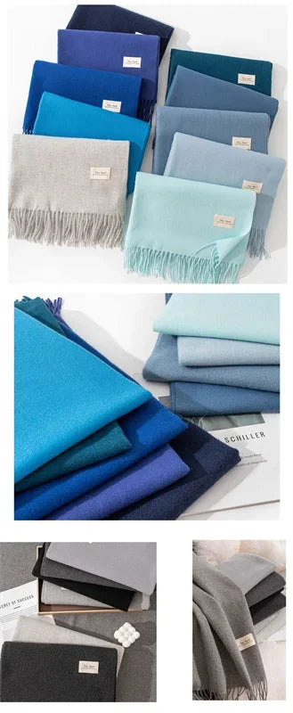 Cashmere Scarves for Women 2024 Winter Shawls Warm Wraps Lady Pashmina Solid Print Blanket Scarf Neck Headband Hijabs Stoles