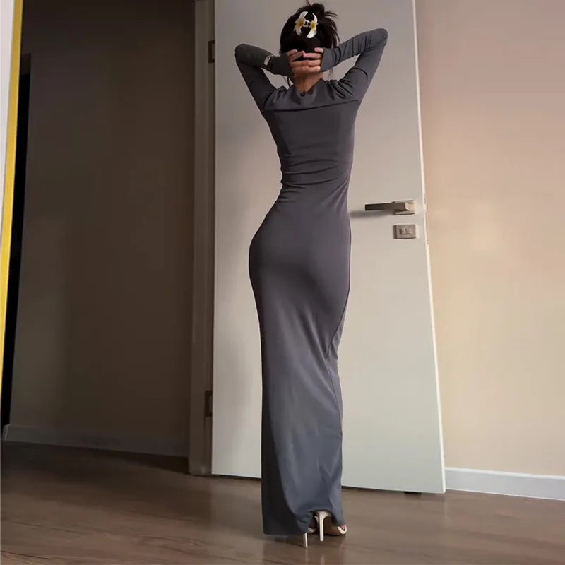 Women's Dress, Fashionable, Sexy, Tight Fitting, Hip Hugging, Comfortable, Solid Color, Long Style, Spring New Item