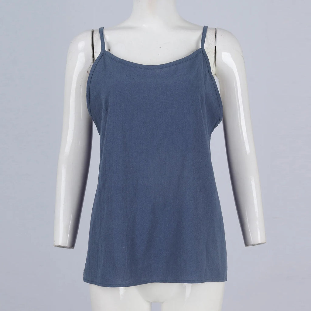 Women's tops sexys Cotton Linen Camisole Vest Summer Loose Sleeveless Versatile Bottom Top solid color blouse classic camisetas