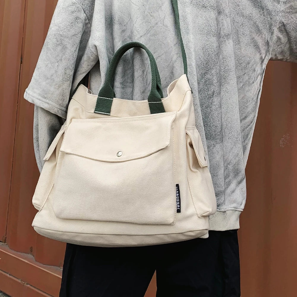 Women's School Messenger Bags For Women Shoulder Ladies Designer Handbag Solid Large Capacity Casual Canvas Shoulder Female Bags